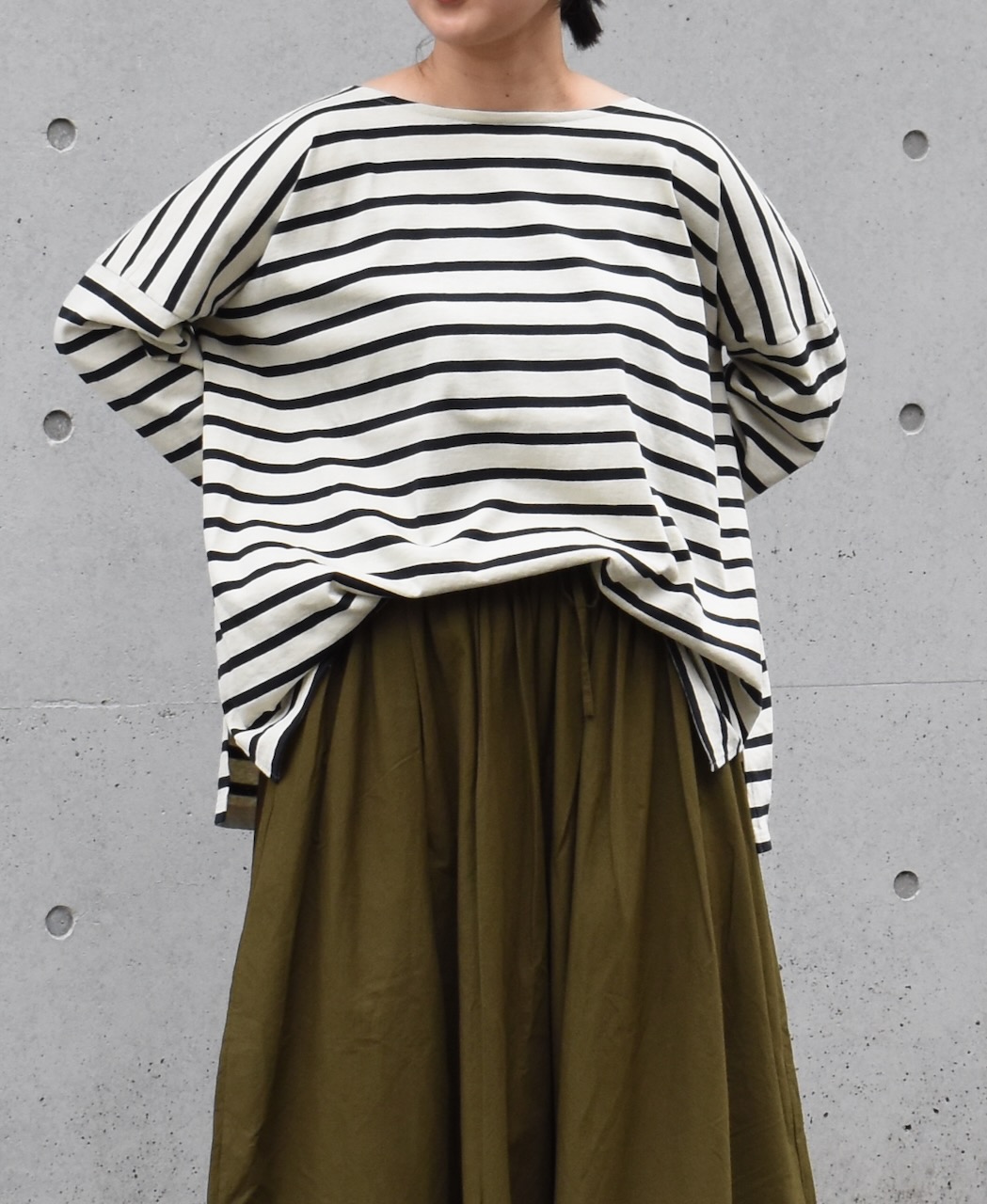 NLA2351 (カットソー) REGULAR STRIPE OVER SIZE L/SL BOAT-NECK BASQUE SHIRT