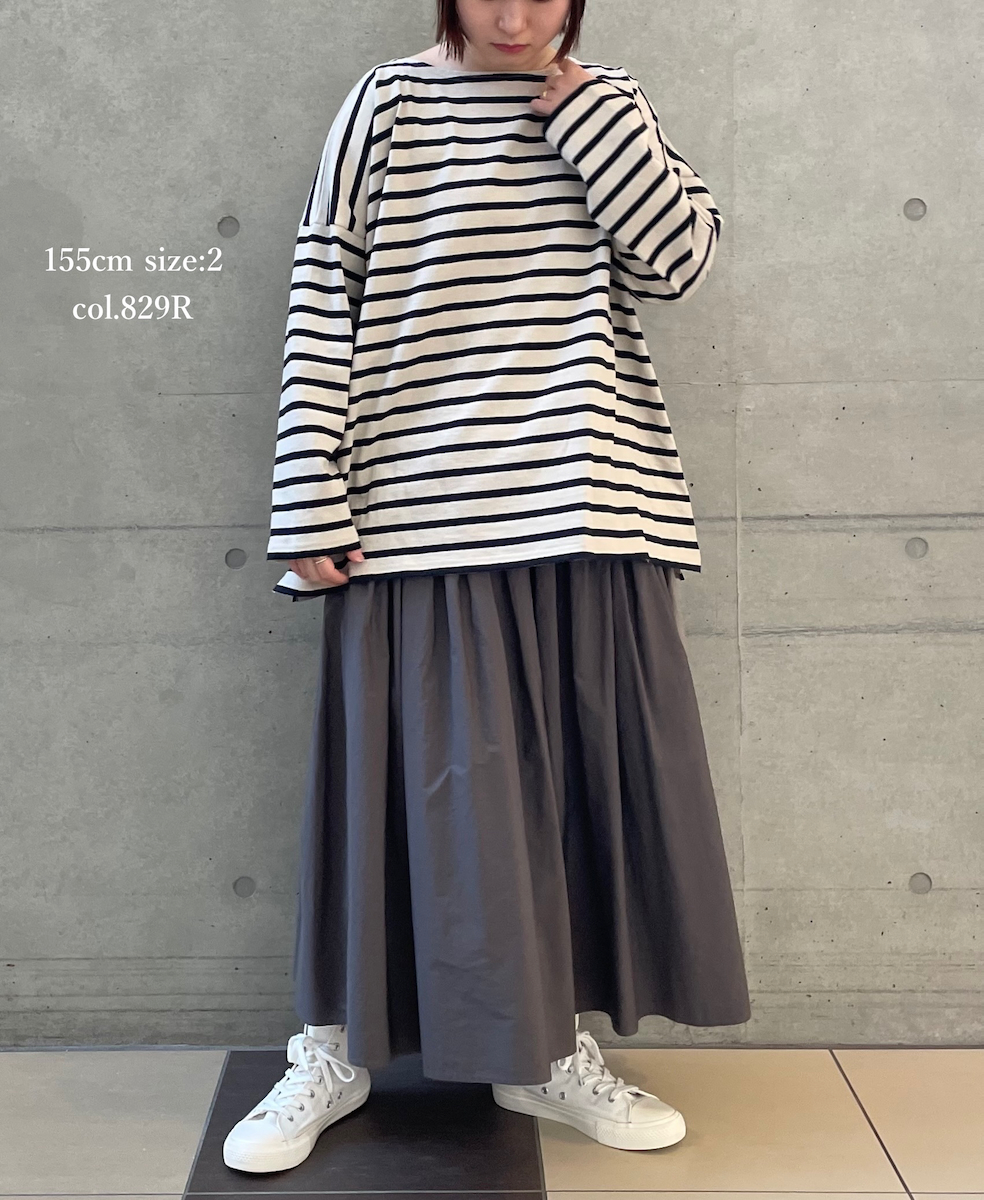 NLA2351 (カットソー) REGULAR STRIPE OVER SIZE L/SL BOAT-NECK BASQUE SHIRT
