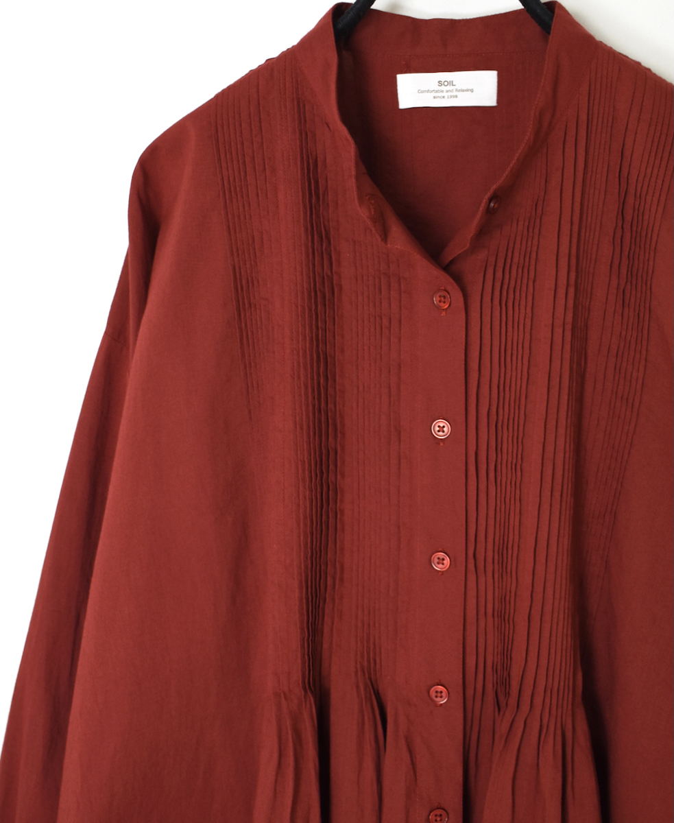 NSL25561(シャツ) 60s CAMBRIC PLAIN BANDED COLLAR PINTUCK SHIRT