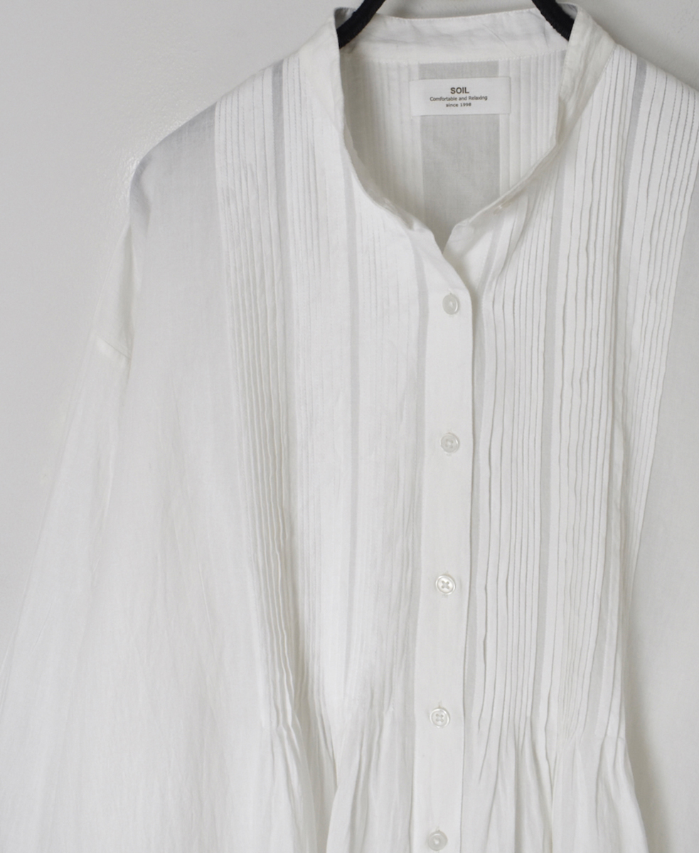 NSL25561(シャツ) 60s CAMBRIC PLAIN BANDED COLLAR PINTUCK SHIRT