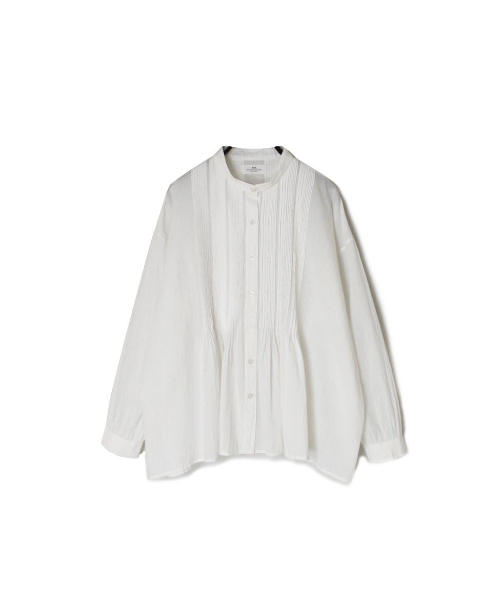 NSL25561(シャツ) 60s CAMBRIC PLAIN BANDED COLLAR PINTUCK SHIRT