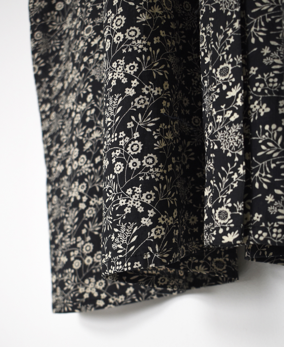 NSL25573(ワンピース) COTTON SLUB FLOWER PRINT BANDED COLLAR SHIRT DRESS WITH GATHER