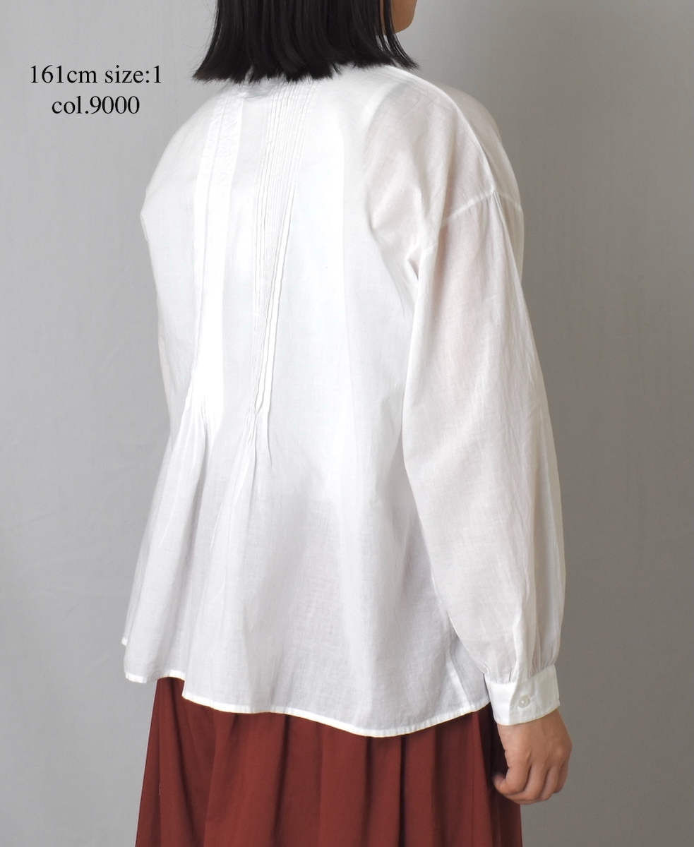 NSL25561(シャツ) 60s CAMBRIC PLAIN BANDED COLLAR PINTUCK SHIRT