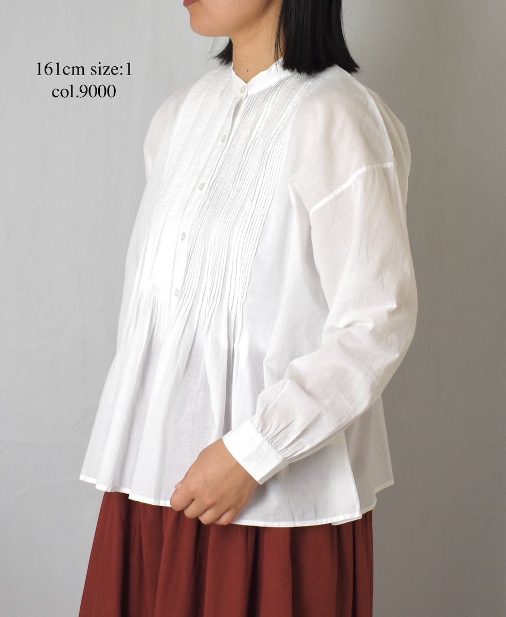 NSL25561(シャツ) 60s CAMBRIC PLAIN BANDED COLLAR PINTUCK SHIRT