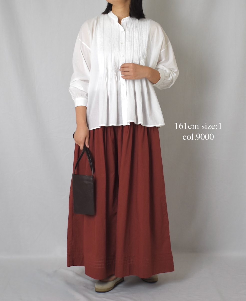NSL25561(シャツ) 60s CAMBRIC PLAIN BANDED COLLAR PINTUCK SHIRT