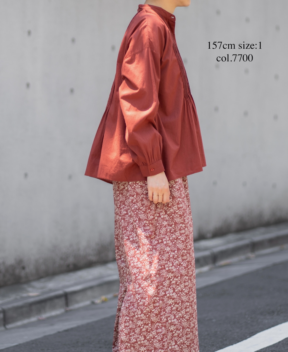 NSL25561(シャツ) 60s CAMBRIC PLAIN BANDED COLLAR PINTUCK SHIRT