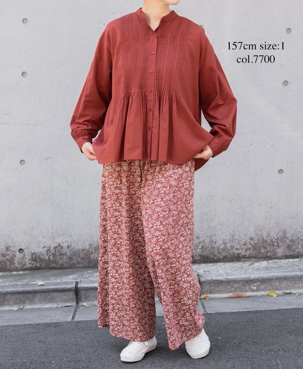 NSL25561(シャツ) 60s CAMBRIC PLAIN BANDED COLLAR PINTUCK SHIRT
