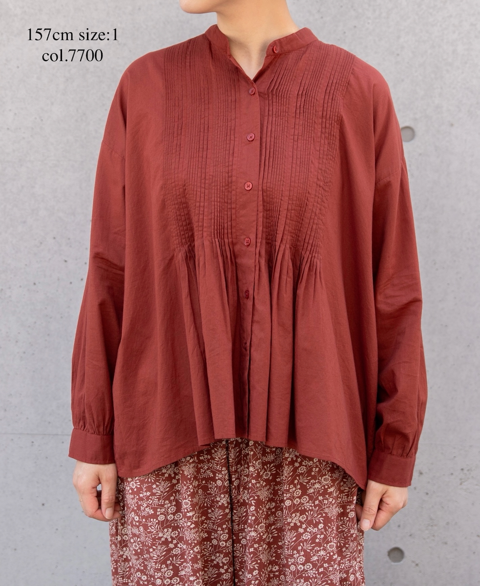 NSL25561(シャツ) 60s CAMBRIC PLAIN BANDED COLLAR PINTUCK SHIRT