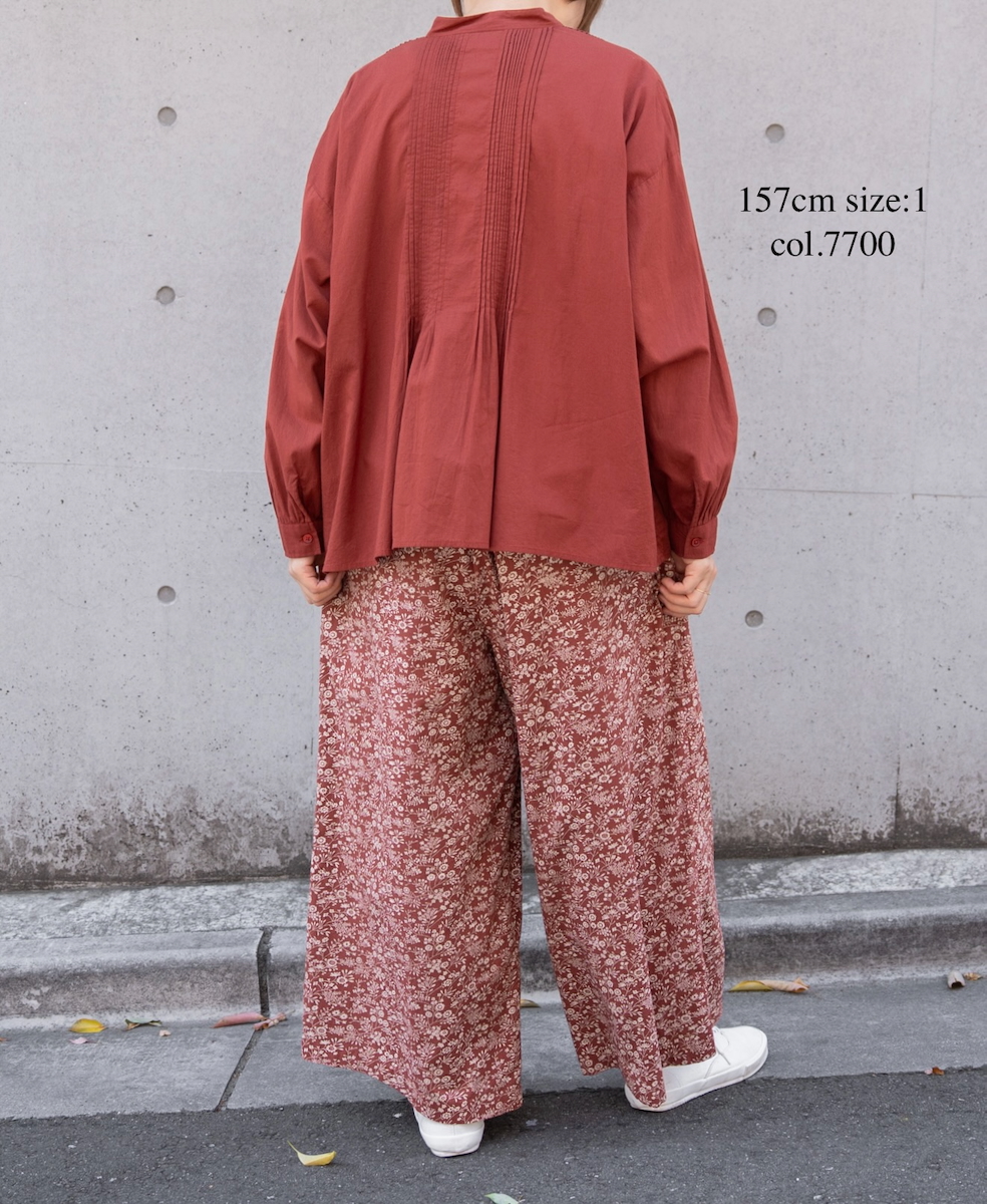 NSL25561(シャツ) 60s CAMBRIC PLAIN BANDED COLLAR PINTUCK SHIRT