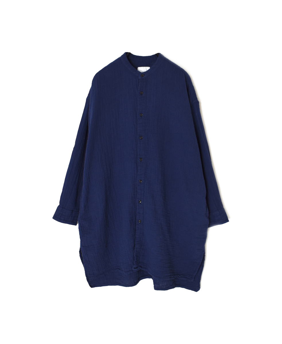INAM2563GPD (ロングシャツ) DOUBLE GAUZE PLAIN UTILITY BANDED COLLAR SHIRTS