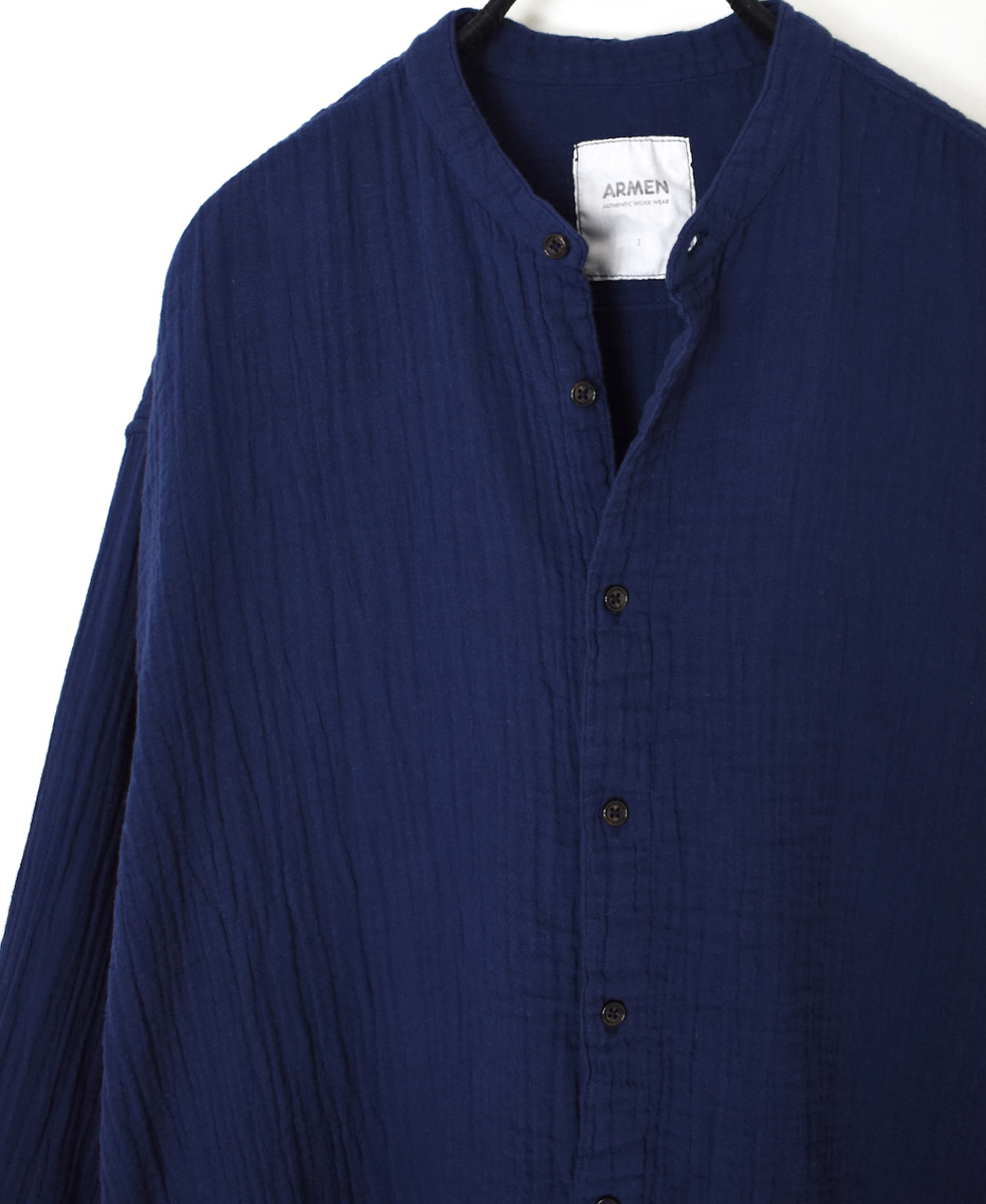 INAM2563GPD (ロングシャツ) DOUBLE GAUZE PLAIN UTILITY BANDED COLLAR SHIRTS