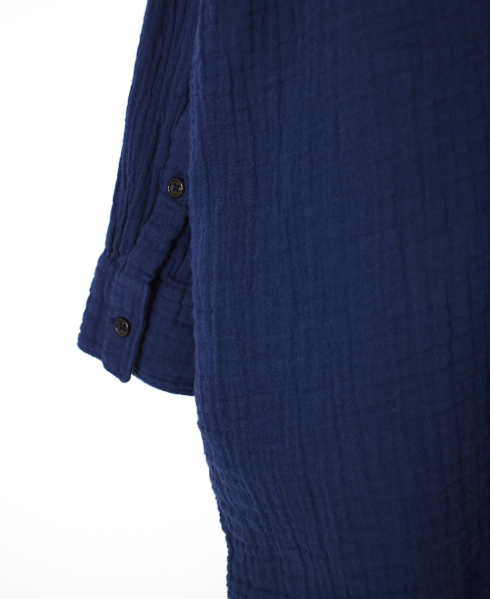 INAM2563GPD (ロングシャツ) DOUBLE GAUZE PLAIN UTILITY BANDED COLLAR SHIRTS