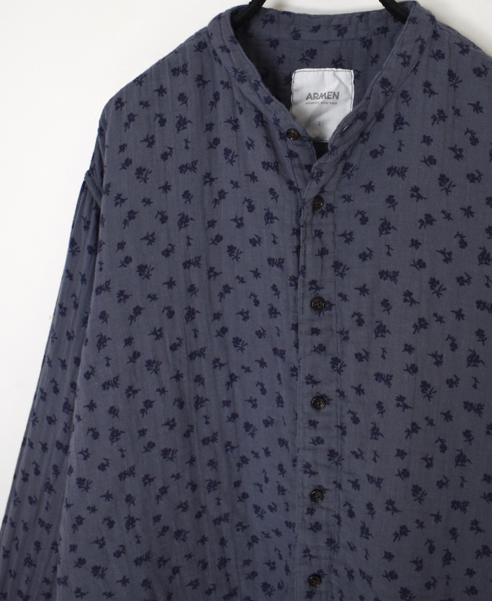 INAM2561GFD (シャツ) DOUBLE GAUZE FLOWER PRINT UTILITY BANDED COLLAR SHIRTS