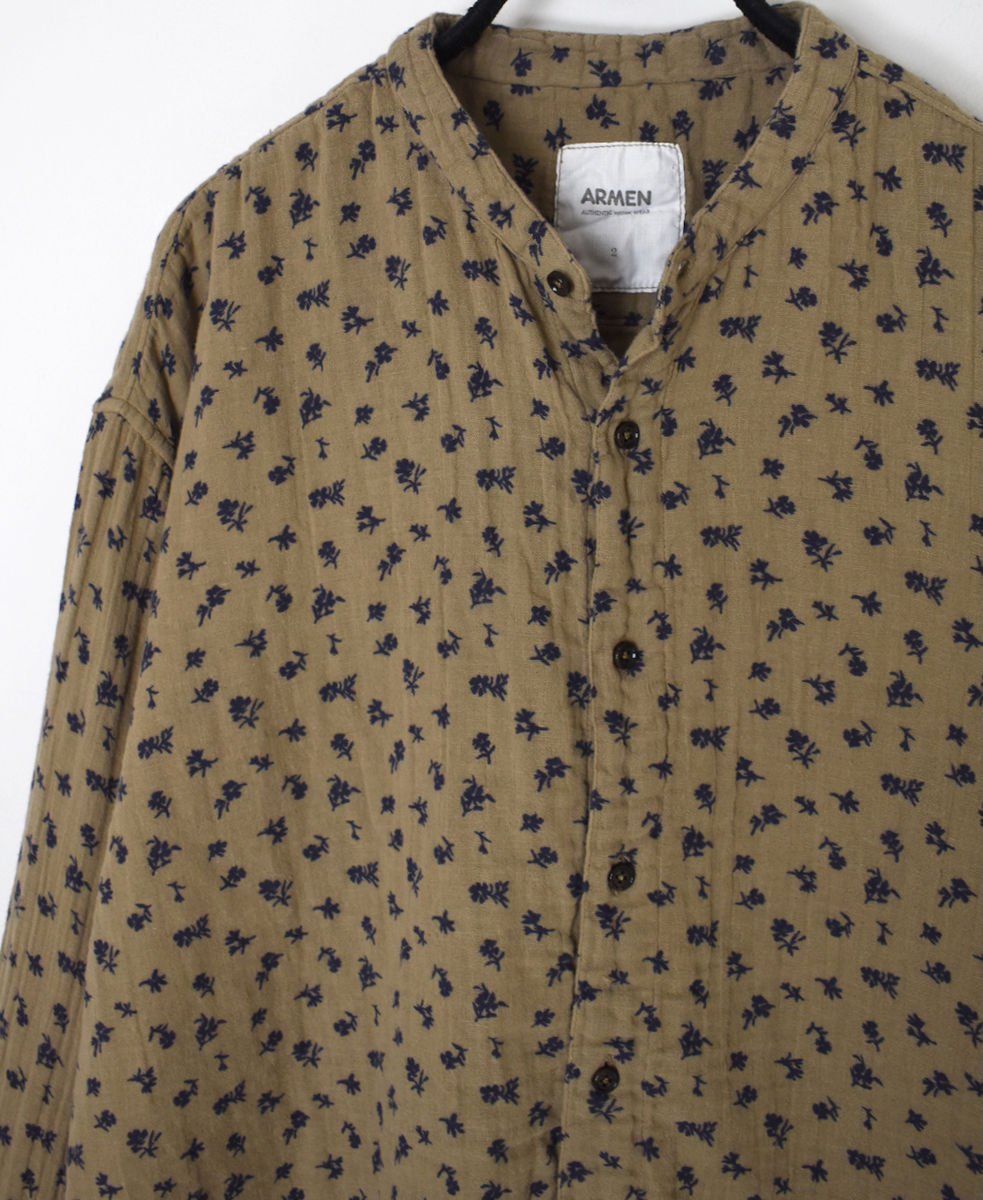 INAM2561GFD (シャツ) DOUBLE GAUZE FLOWER PRINT UTILITY BANDED COLLAR SHIRTS
