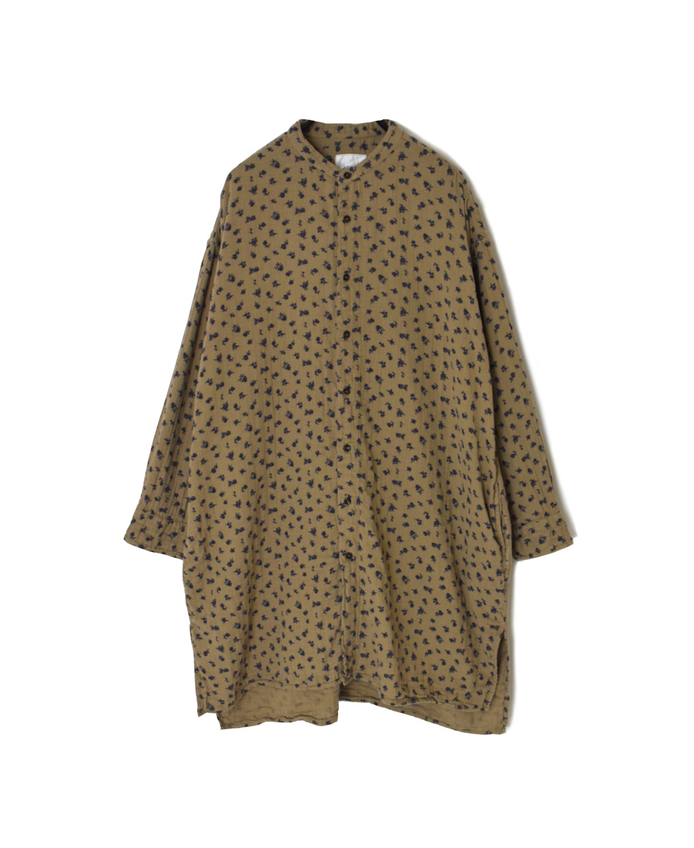 INAM2563GFD (ロングシャツ) DOUBLE GAUZE FLOWER PRINT UTILITY BANDED COLLAR LONG SHIRTS