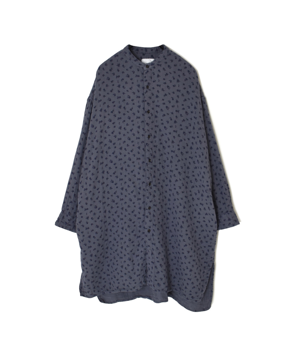 INAM2563GFD (ロングシャツ) DOUBLE GAUZE FLOWER PRINT UTILITY BANDED COLLAR LONG SHIRTS