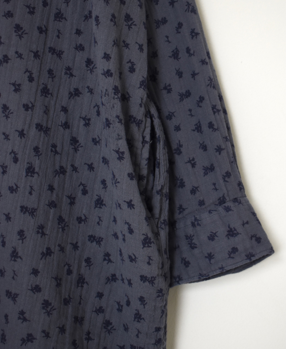 INAM2563GFD (ロングシャツ) DOUBLE GAUZE FLOWER PRINT UTILITY BANDED COLLAR LONG SHIRTS
