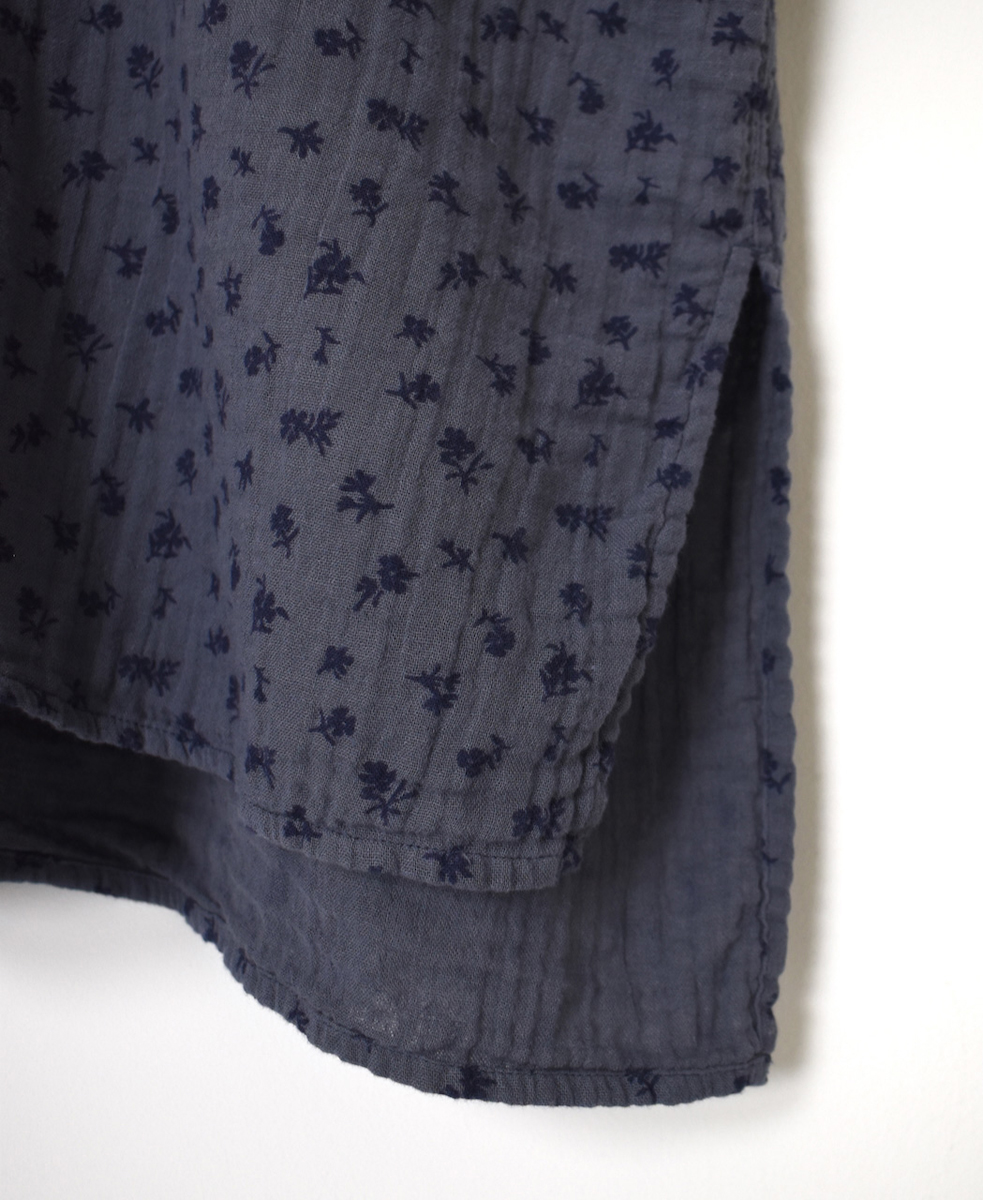 INAM2563GFD (ロングシャツ) DOUBLE GAUZE FLOWER PRINT UTILITY BANDED COLLAR LONG SHIRTS