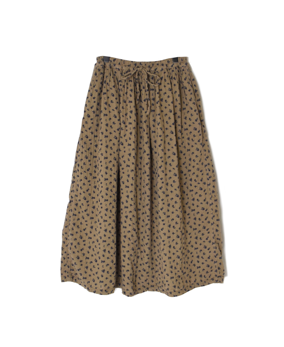 INAM2564GFD (スカート) DOUBLE GAUZE FLOWER PRINT EASY GATHERED SKIRT
