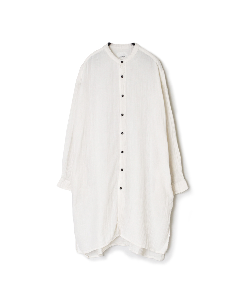 INAM2563GPD (ロングシャツ) DOUBLE GAUZE PLAIN UTILITY BANDED COLLAR SHIRTS