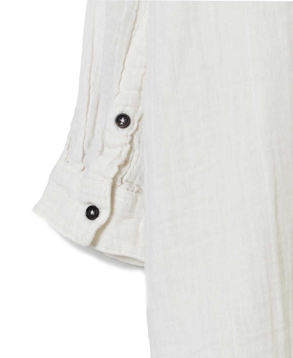 INAM2563GPD (ロングシャツ) DOUBLE GAUZE PLAIN UTILITY BANDED COLLAR SHIRTS