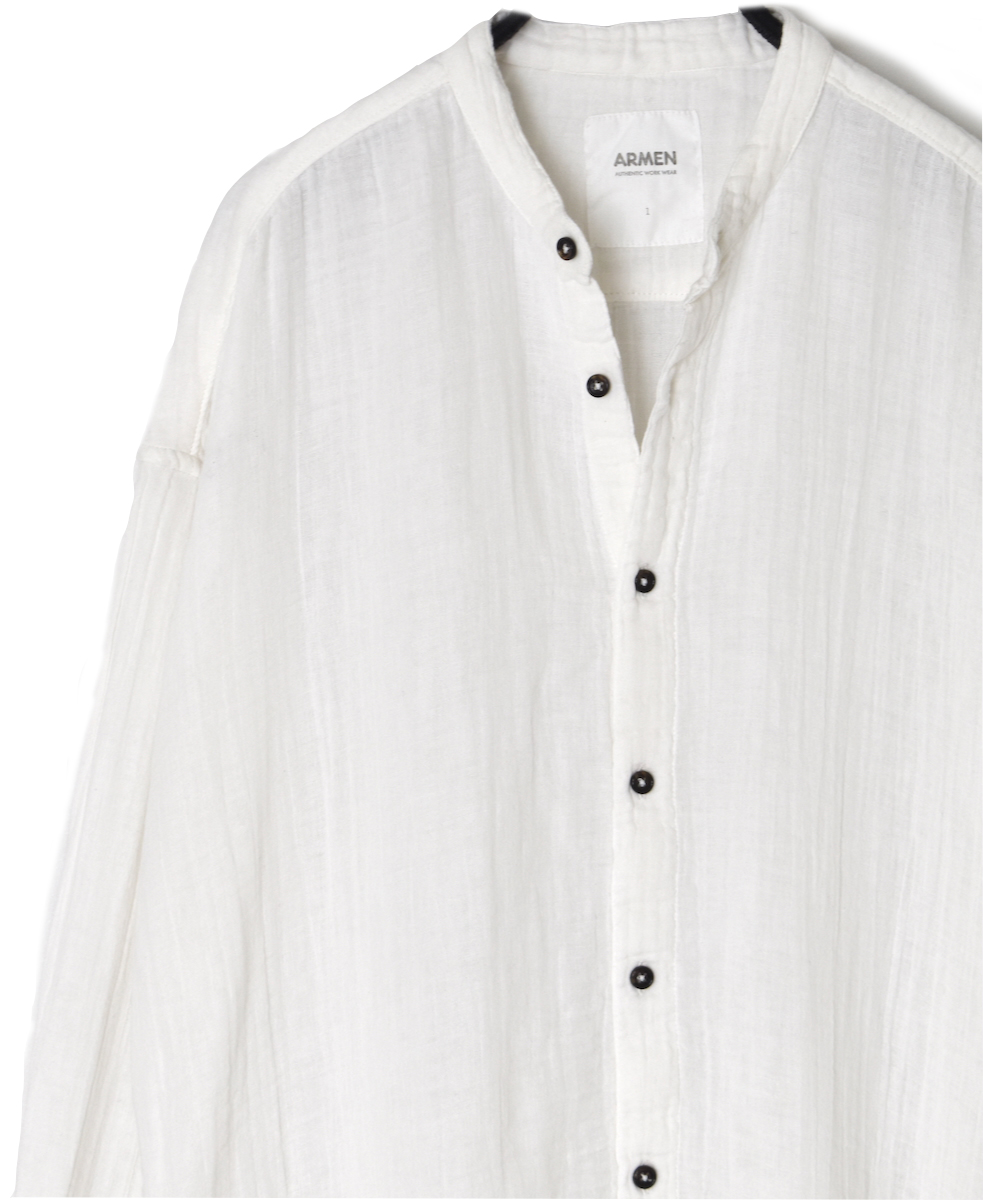 INAM2563GPD (ロングシャツ) DOUBLE GAUZE PLAIN UTILITY BANDED COLLAR SHIRTS