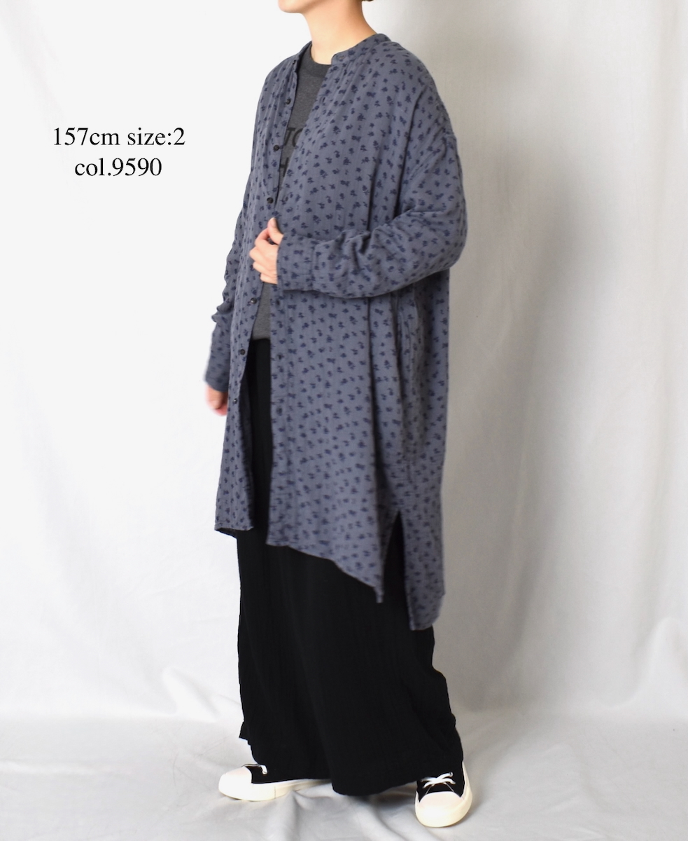 INAM2563GFD (ロングシャツ) DOUBLE GAUZE FLOWER PRINT UTILITY BANDED COLLAR LONG SHIRTS