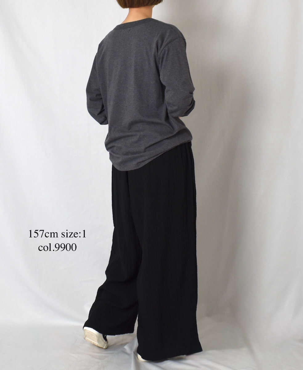 INAM2565GPD (パンツ) DOUBLE GAUZE PLAIN GATHERED EASY PANTS WITH LINING