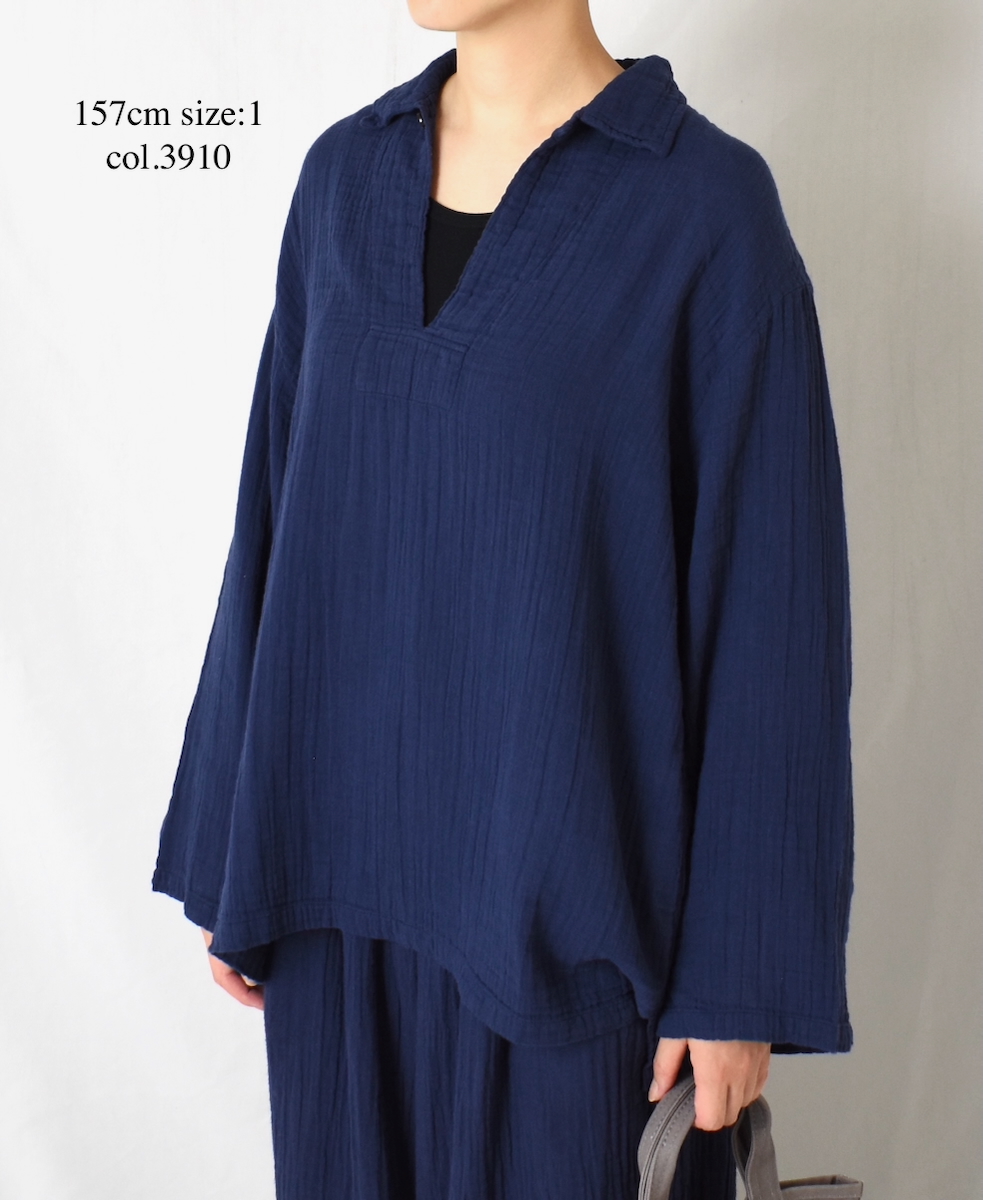 INAM2562GPD (シャツ) DOUBLE GAUZE PLAIN SKIPPER SHIRTS