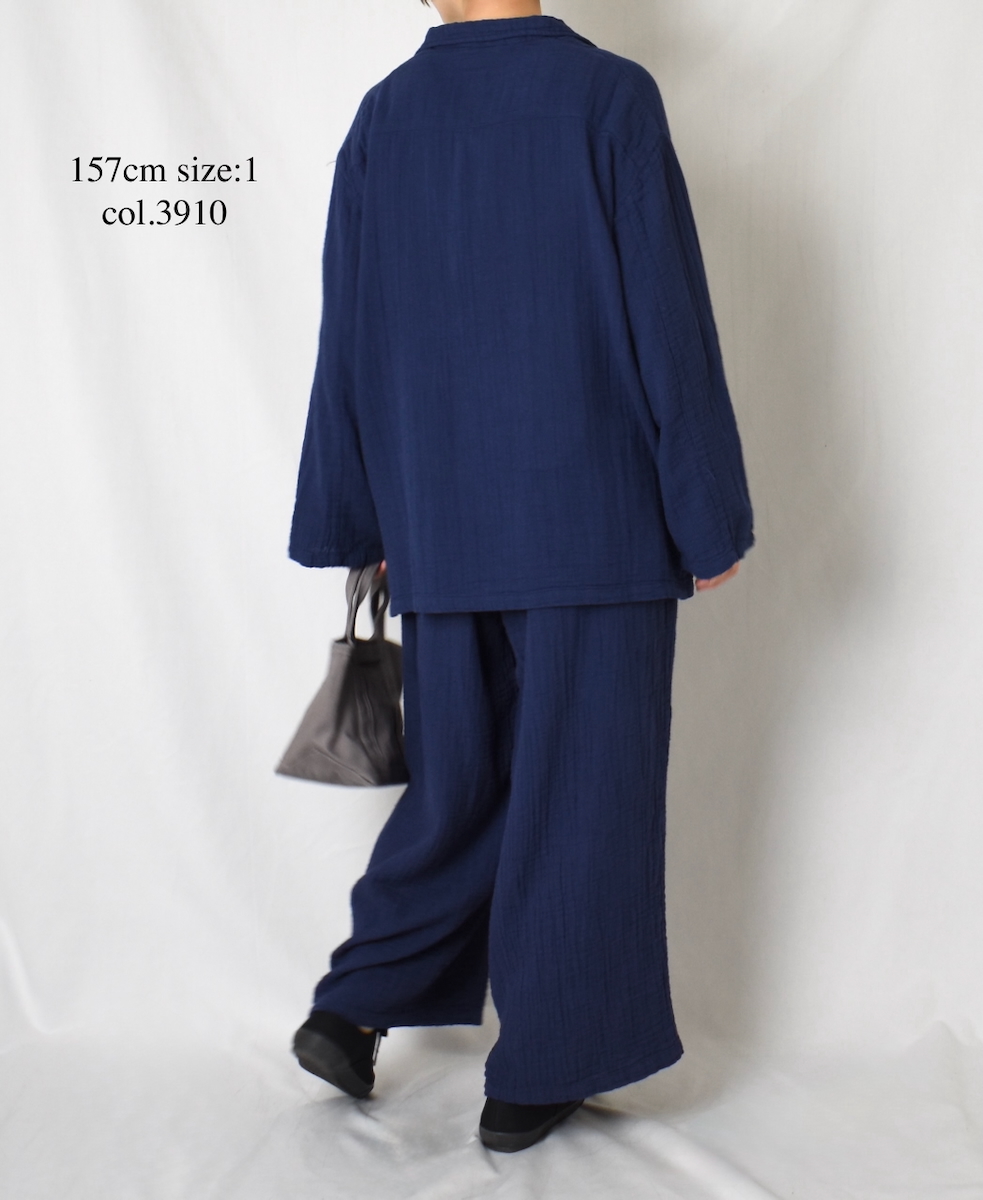 INAM2565GPD (パンツ) DOUBLE GAUZE PLAIN GATHERED EASY PANTS WITH LINING