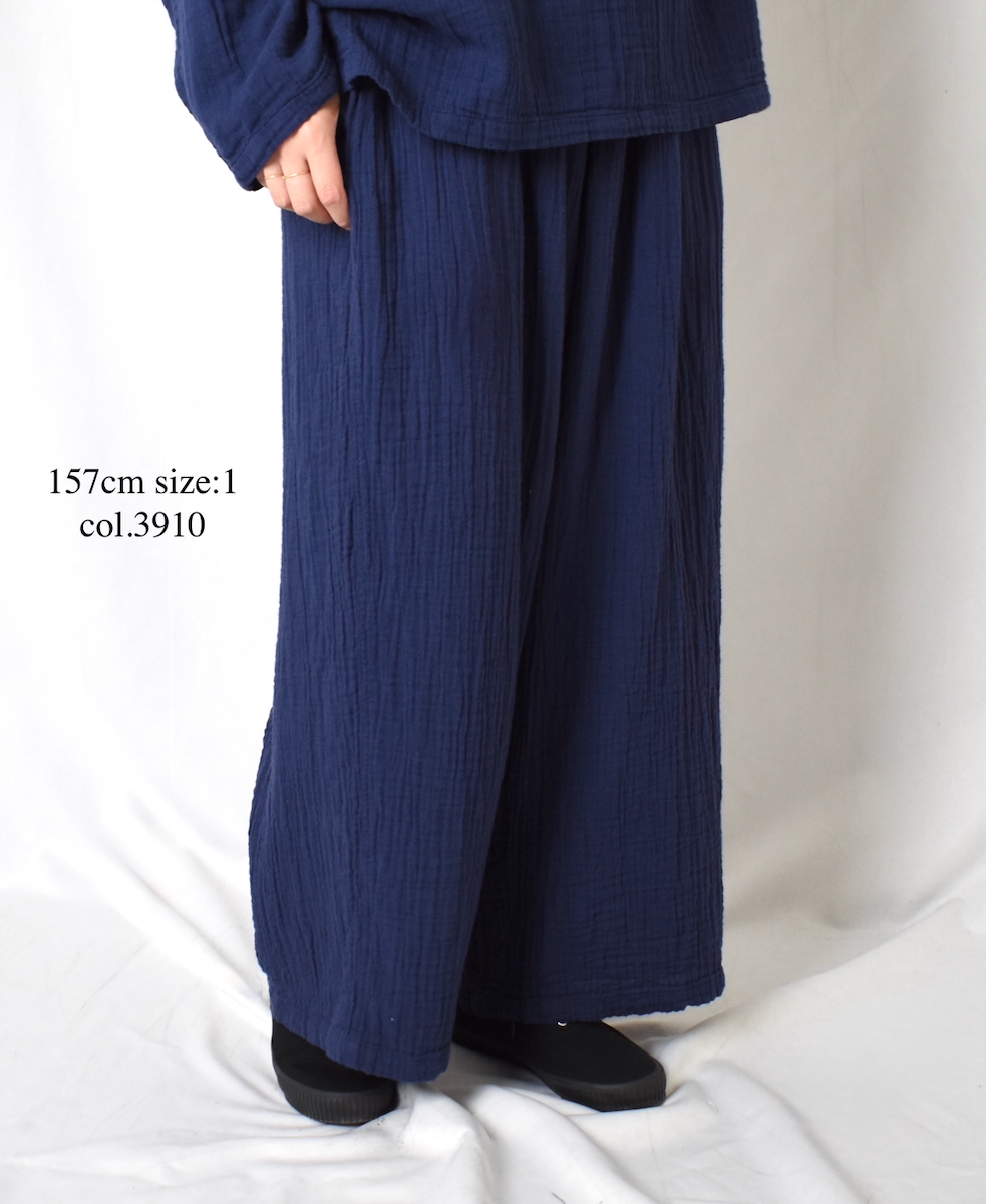 INAM2565GPD (パンツ) DOUBLE GAUZE PLAIN GATHERED EASY PANTS WITH LINING