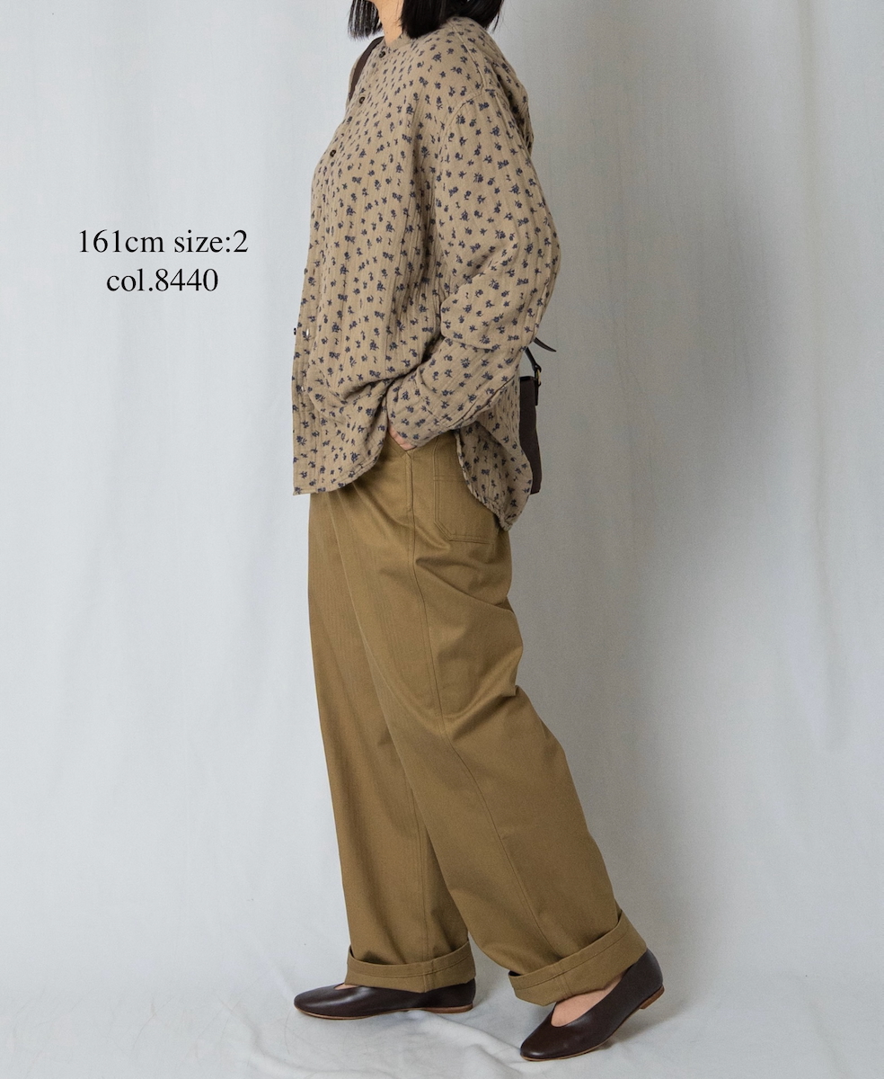 INAM2561GFD (シャツ) DOUBLE GAUZE FLOWER PRINT UTILITY BANDED COLLAR SHIRTS