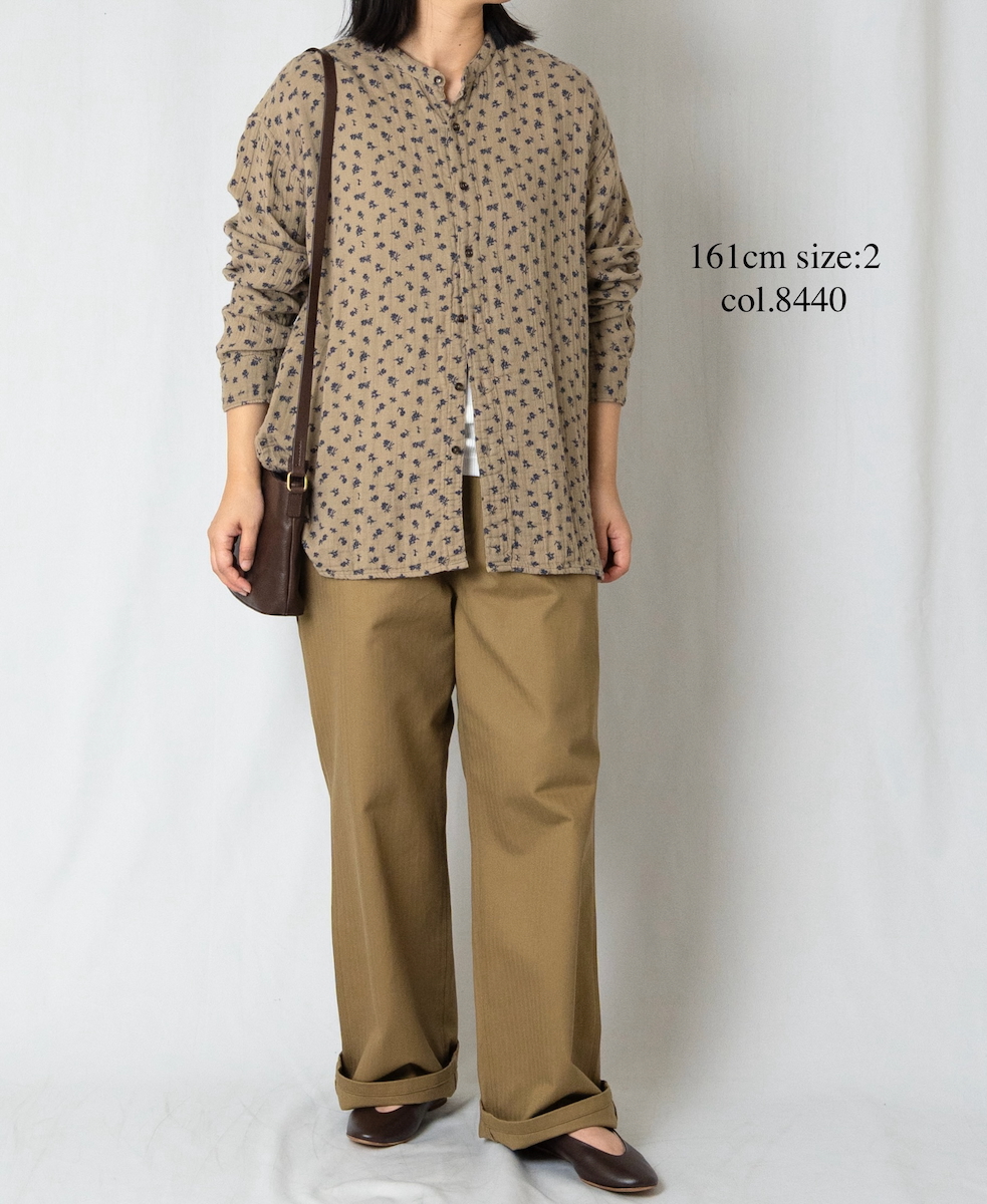 INAM2561GFD (シャツ) DOUBLE GAUZE FLOWER PRINT UTILITY BANDED COLLAR SHIRTS