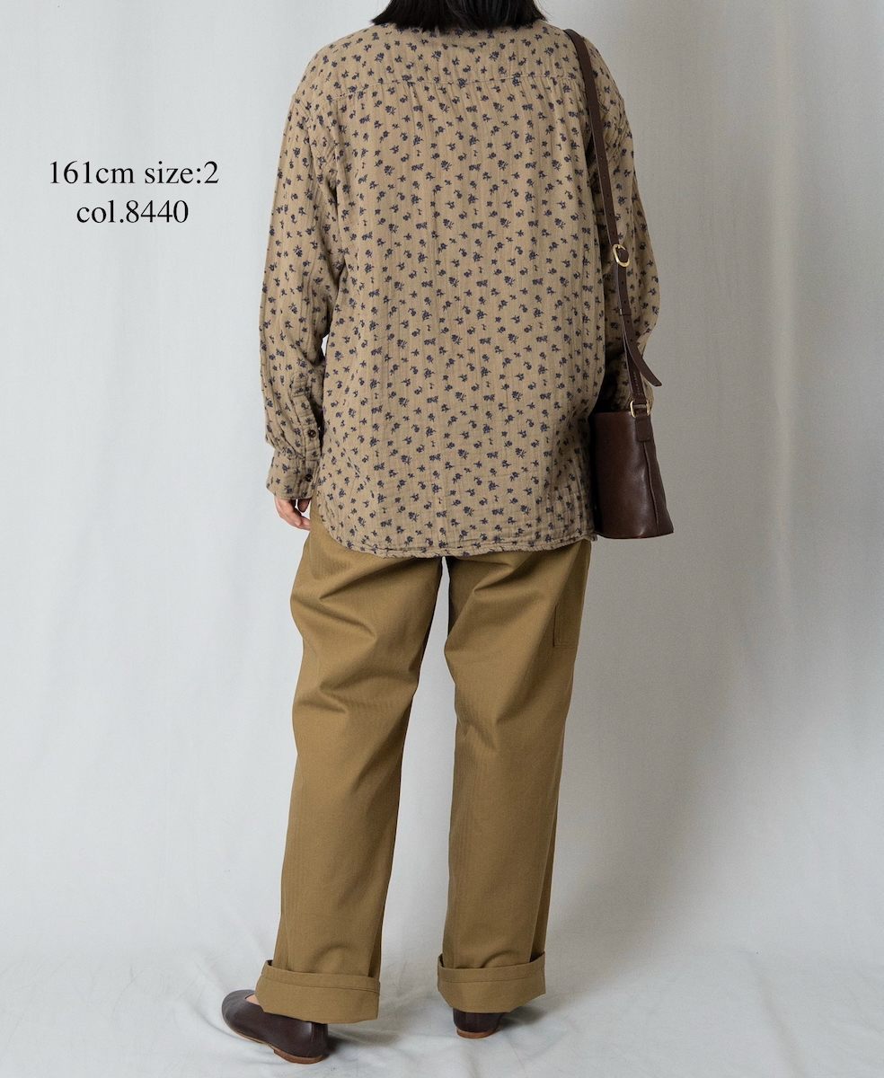 INAM2561GFD (シャツ) DOUBLE GAUZE FLOWER PRINT UTILITY BANDED COLLAR SHIRTS
