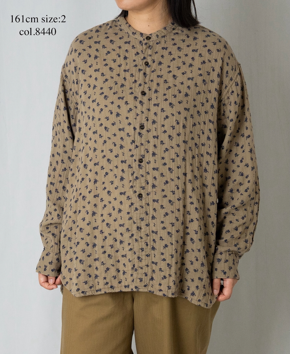 INAM2561GFD (シャツ) DOUBLE GAUZE FLOWER PRINT UTILITY BANDED COLLAR SHIRTS