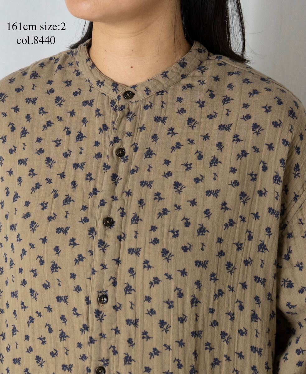 INAM2561GFD (シャツ) DOUBLE GAUZE FLOWER PRINT UTILITY BANDED COLLAR SHIRTS