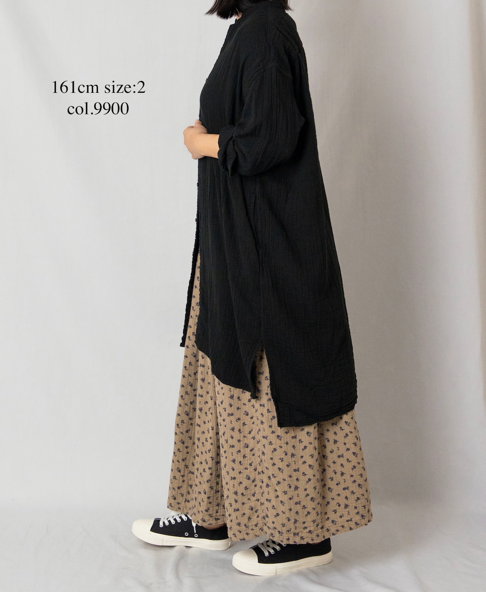 INAM2563GPD (ロングシャツ) DOUBLE GAUZE PLAIN UTILITY BANDED COLLAR SHIRTS