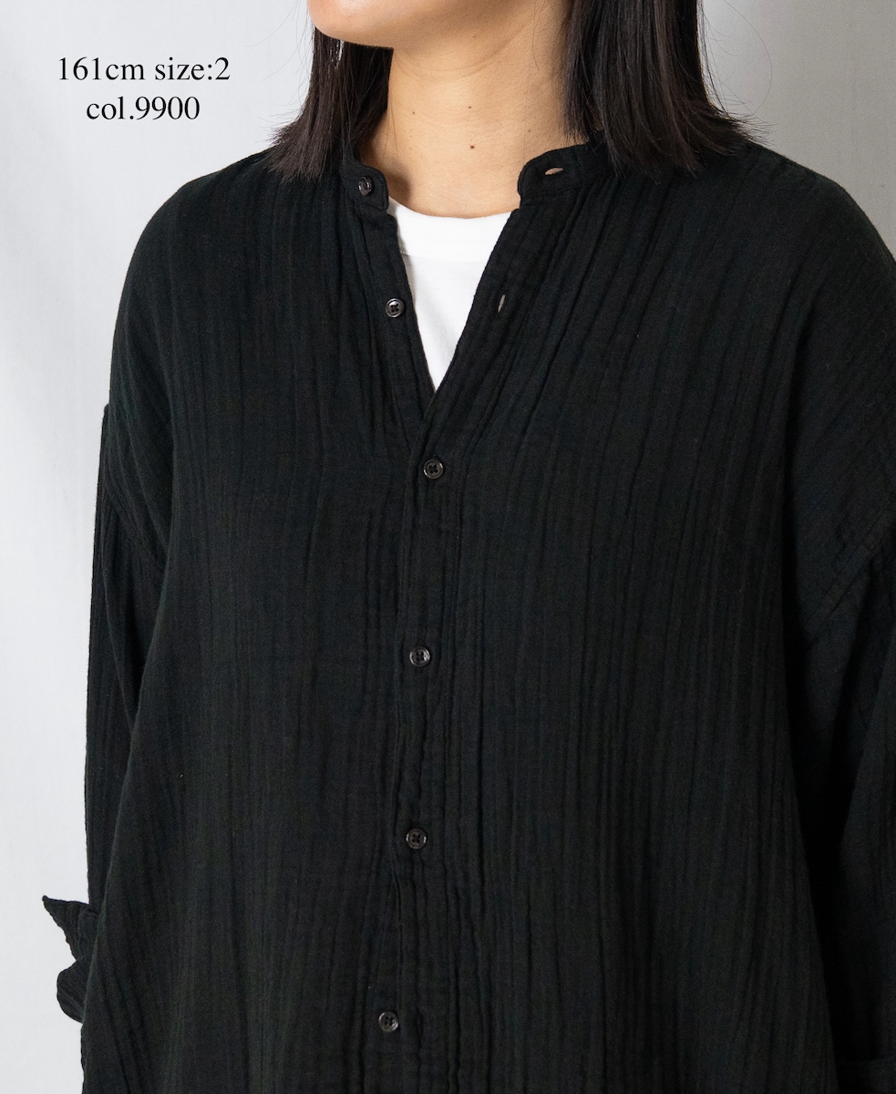 INAM2563GPD (ロングシャツ) DOUBLE GAUZE PLAIN UTILITY BANDED COLLAR SHIRTS