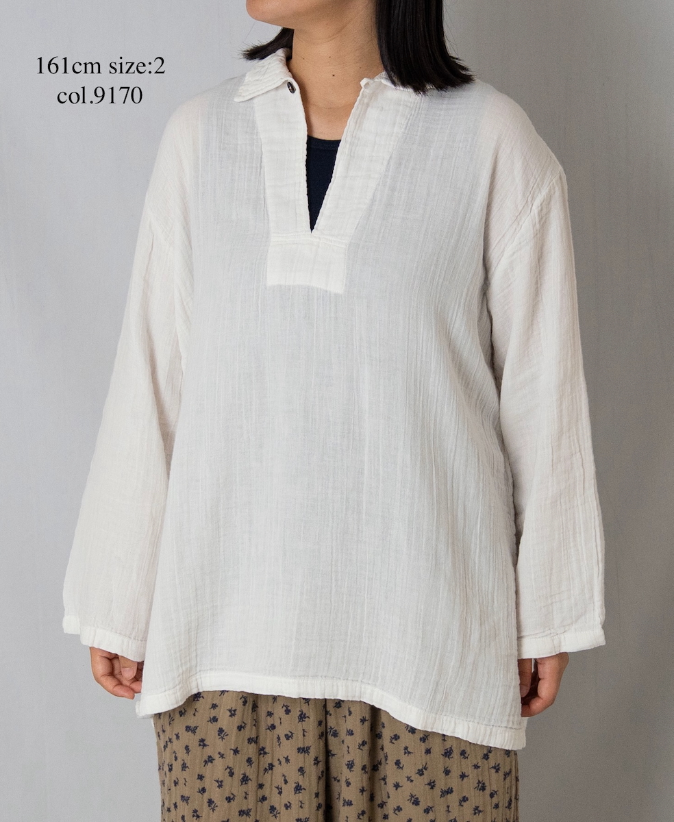 INAM2562GPD (シャツ) DOUBLE GAUZE PLAIN SKIPPER SHIRTS