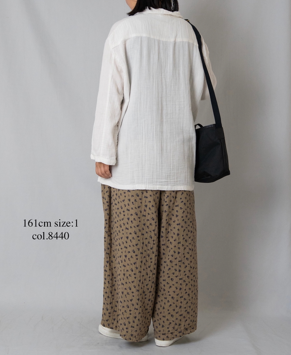 INAM2565GFD (パンツ) DOUBLE GAUZE FLOWER PRINT GATHERED EASY PANTS WITH LINING