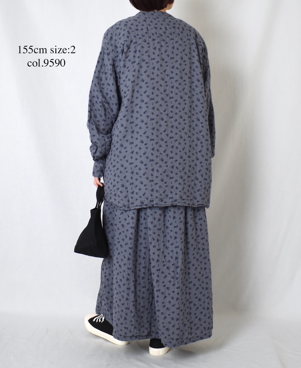 INAM2561GFD (シャツ) DOUBLE GAUZE FLOWER PRINT UTILITY BANDED COLLAR SHIRTS