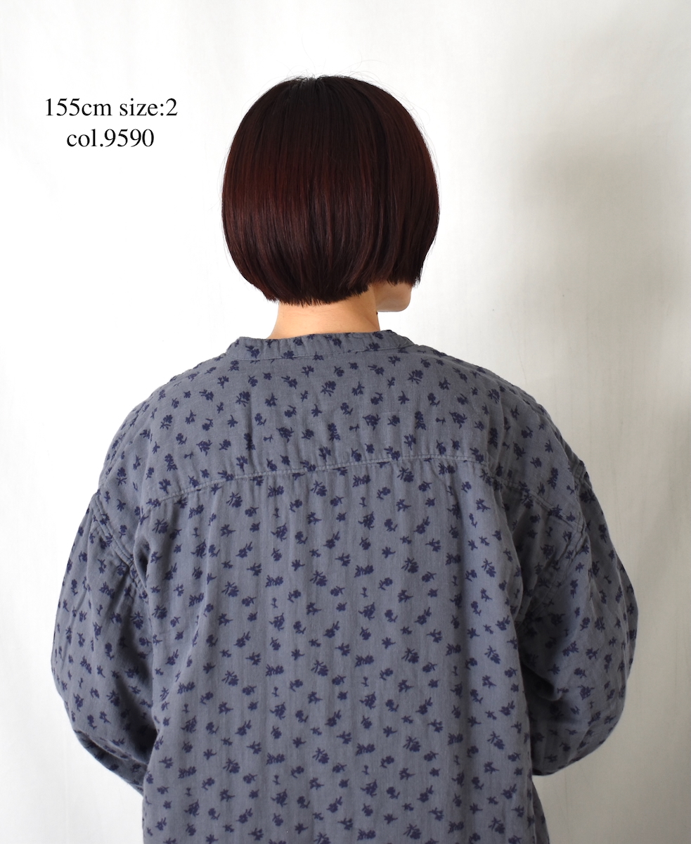 INAM2561GFD (シャツ) DOUBLE GAUZE FLOWER PRINT UTILITY BANDED COLLAR SHIRTS