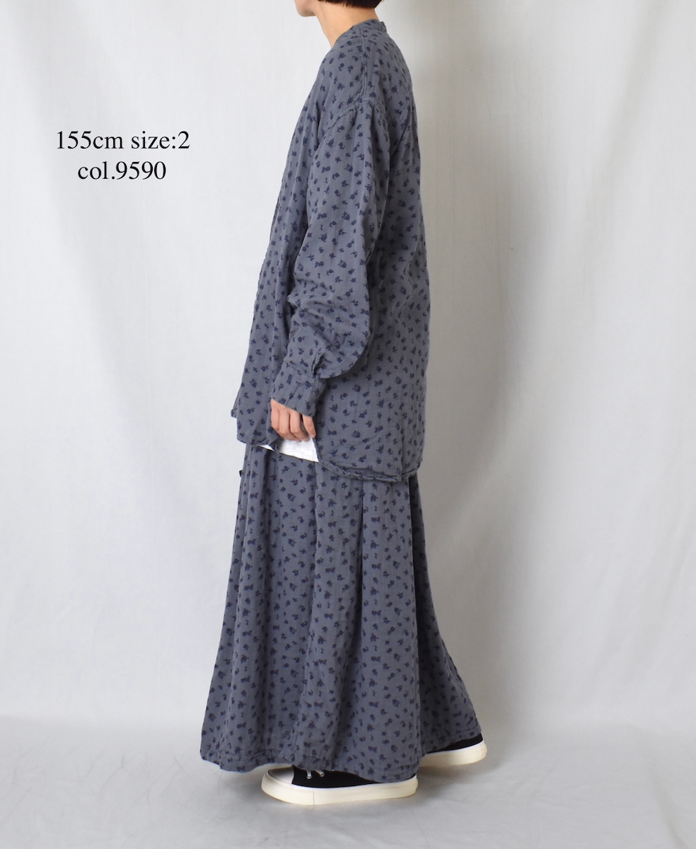 INAM2564GFD (スカート) DOUBLE GAUZE FLOWER PRINT EASY GATHERED SKIRT