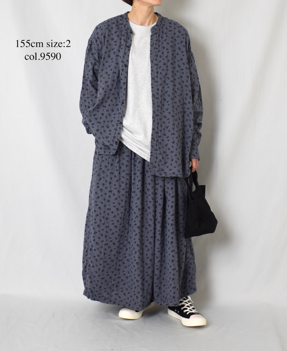 INAM2564GFD (スカート) DOUBLE GAUZE FLOWER PRINT EASY GATHERED SKIRT