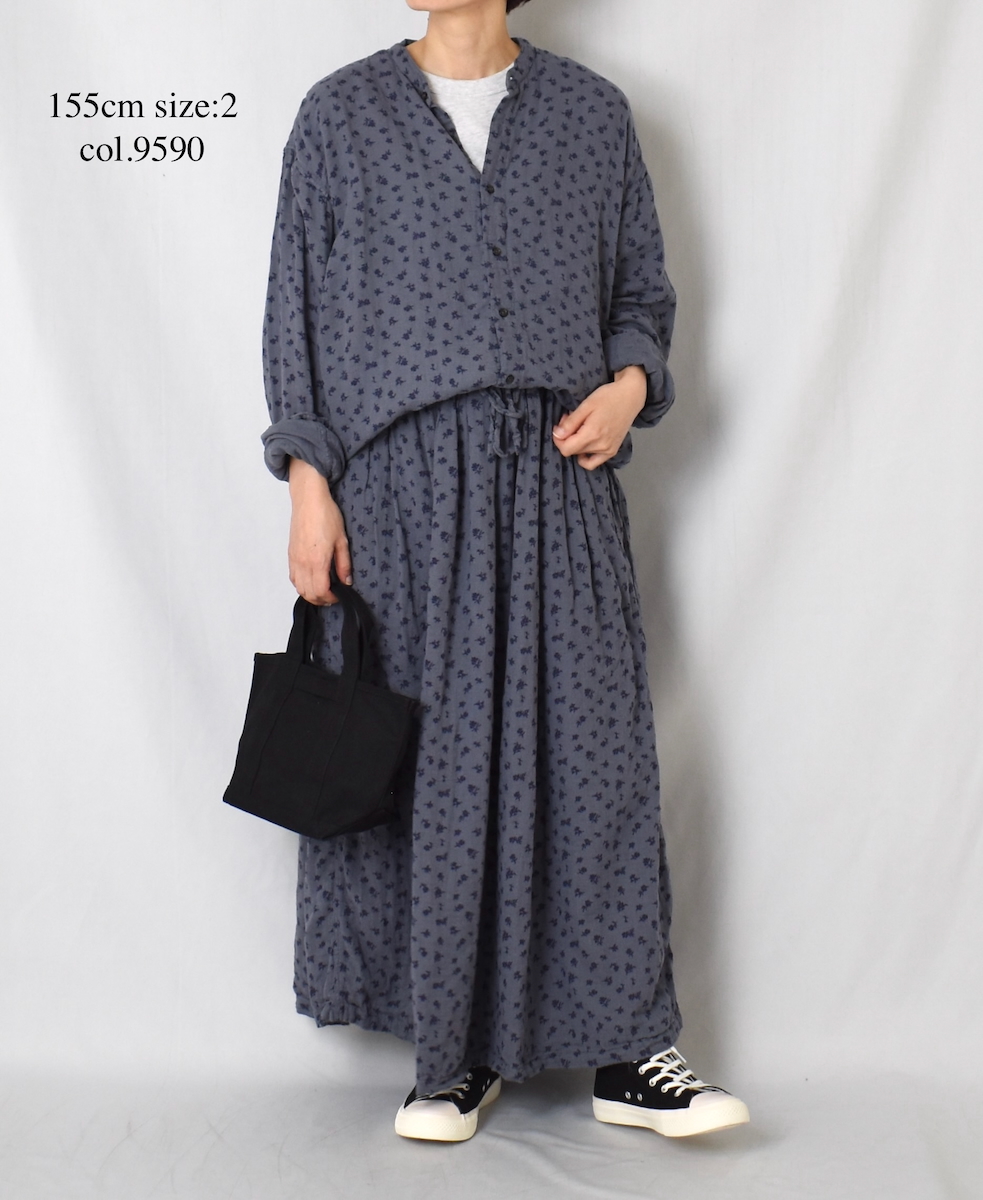 INAM2564GFD (スカート) DOUBLE GAUZE FLOWER PRINT EASY GATHERED SKIRT