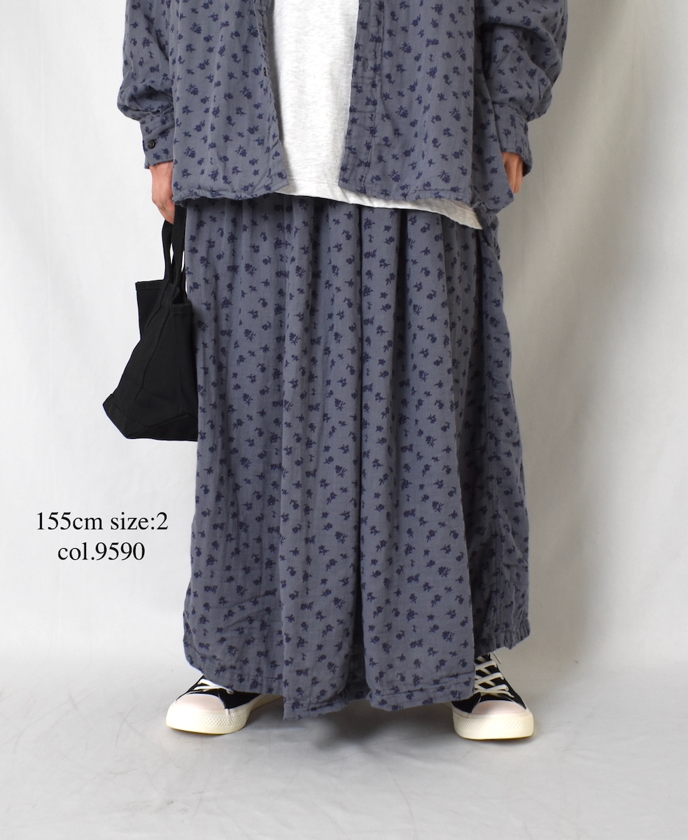 INAM2564GFD (スカート) DOUBLE GAUZE FLOWER PRINT EASY GATHERED SKIRT