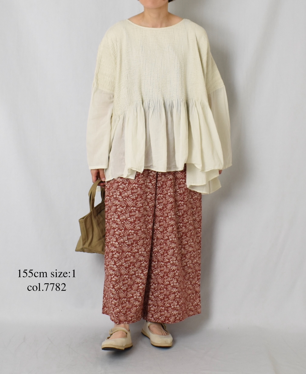 NSL25575(パンツ) COTTON SLUB SMALL FLOWER PRINT WIDE EASY PANTS