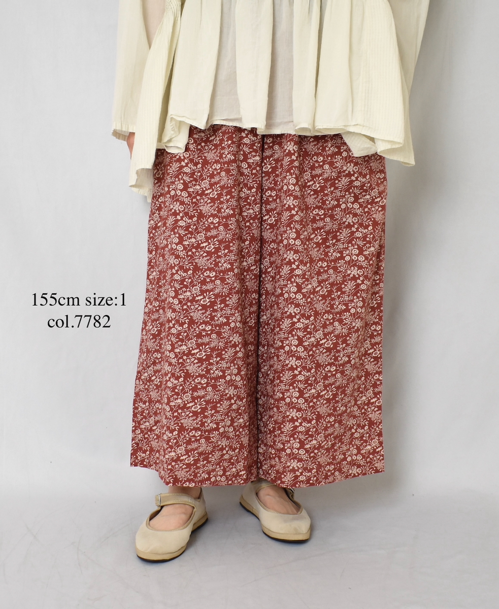 NSL25575(パンツ) COTTON SLUB SMALL FLOWER PRINT WIDE EASY PANTS