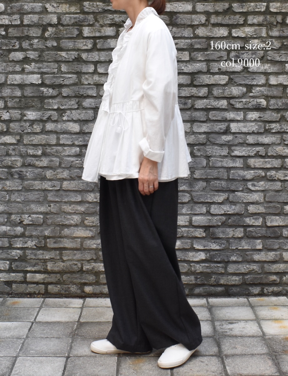 INMDS25701W(シャツ) TWILL COTTON KHADI PLAIN(WASH) FRILL CACHE COEUR