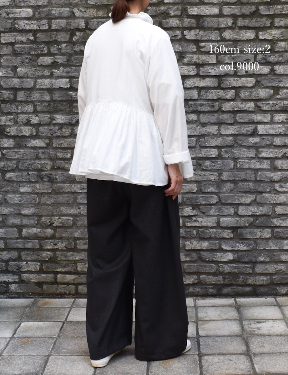 INMDS25701W(シャツ) TWILL COTTON KHADI PLAIN(WASH) FRILL CACHE COEUR